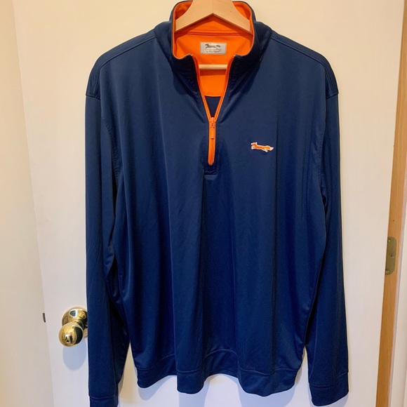 MINT Country Club Prep Navy/Orange L Quarter Zip - Picture 2 of 5